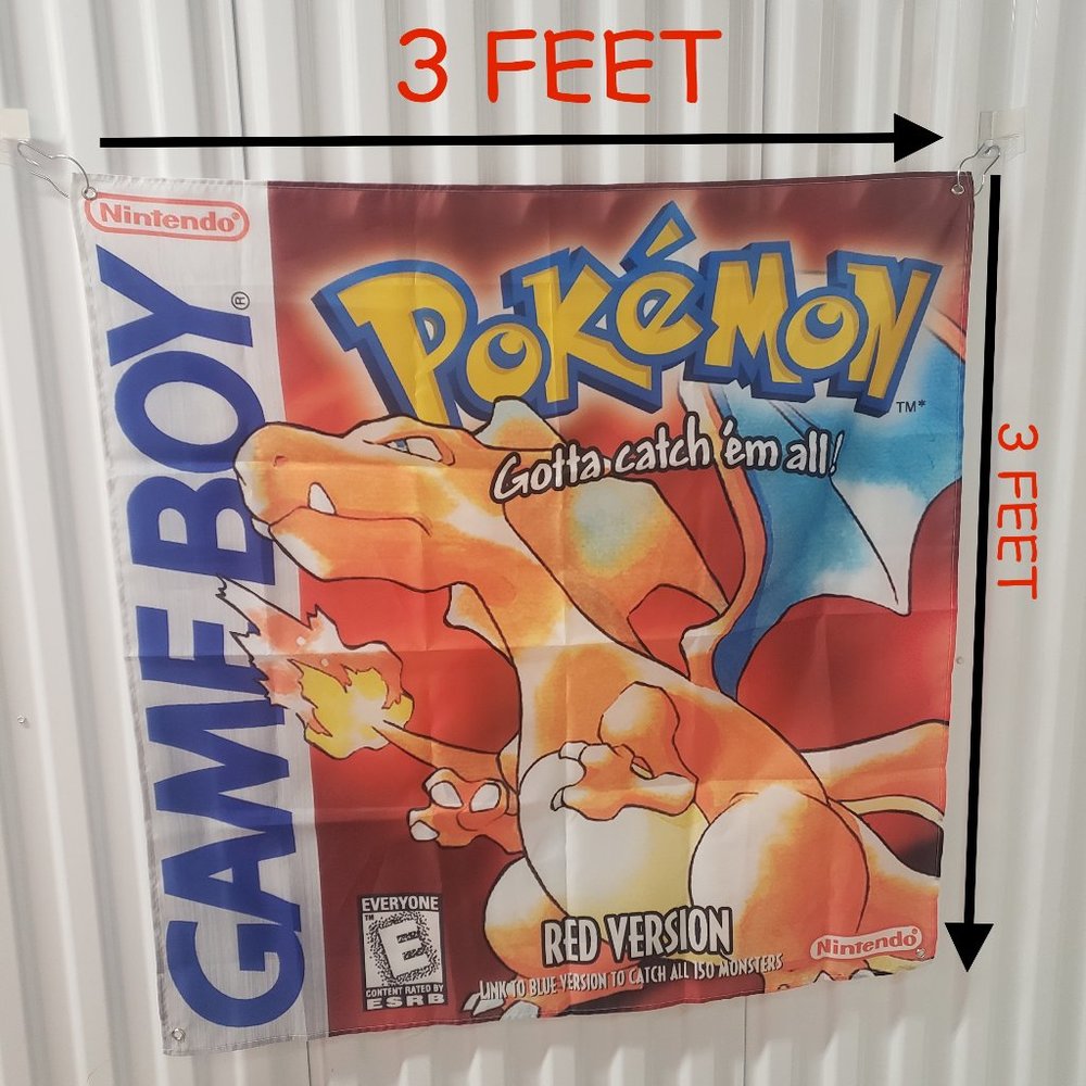 Pokemon Gameboy Wall Flag Banner Tapestry 3 x 3 Ft *Various Styles*